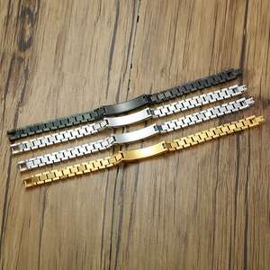 Trendy High Quality 15mm Wide Curved Stainless Steel Strap Bracelet 18K Gold-plated Bracelet <b>for</b> <b>Men</b> - Product Image 4