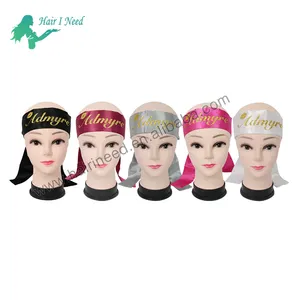 사용자 정의 로고 새틴 실크 랩 부드러운 가장자리 밴드 Hairband 실크 새틴 가장자리 스카프 새틴 헤어 랩 여성