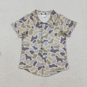 Chemises décontractées à boutons pour petits garçons, manches courtes, col à revers, imprimé camouflage, pour le printemps et l'été (vente en gros) - Product Image 3