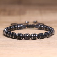 Bracelet en onyx noir naturel, œil de tigre, lapis-lazuli, fait main, tressé, réglable, pour homme, bijoux en gros