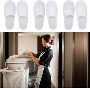 Pantuflas Desechables Unisex Antideslizantes con Punta Cerrada, Pantuflas de Spa con Cara Sonriente, Pantuflas para Invitados de Hotel, Hogar, Casa, Blancas - Product Image 4