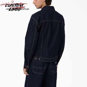 Vente en gros usine, impression personnalisée, veste en jean décontractée <span class=keywords><strong>pour</strong></span> homme, style moto, en denim délavé, <span class=keywords><strong>pour</strong></span> le travail - Product Image 2