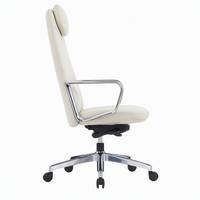 Chaise de direction ergonomique moderne en PU crème par Claudio Bellini avec dossier en forme de cocon breveté et accoudoirs en aluminium
