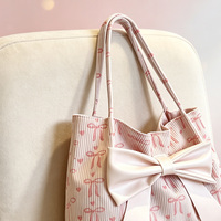 Tas Tote Wanita Bahan Corduroy Custom Print Grosir, Kapasitas Besar untuk Kerja dan Belanja