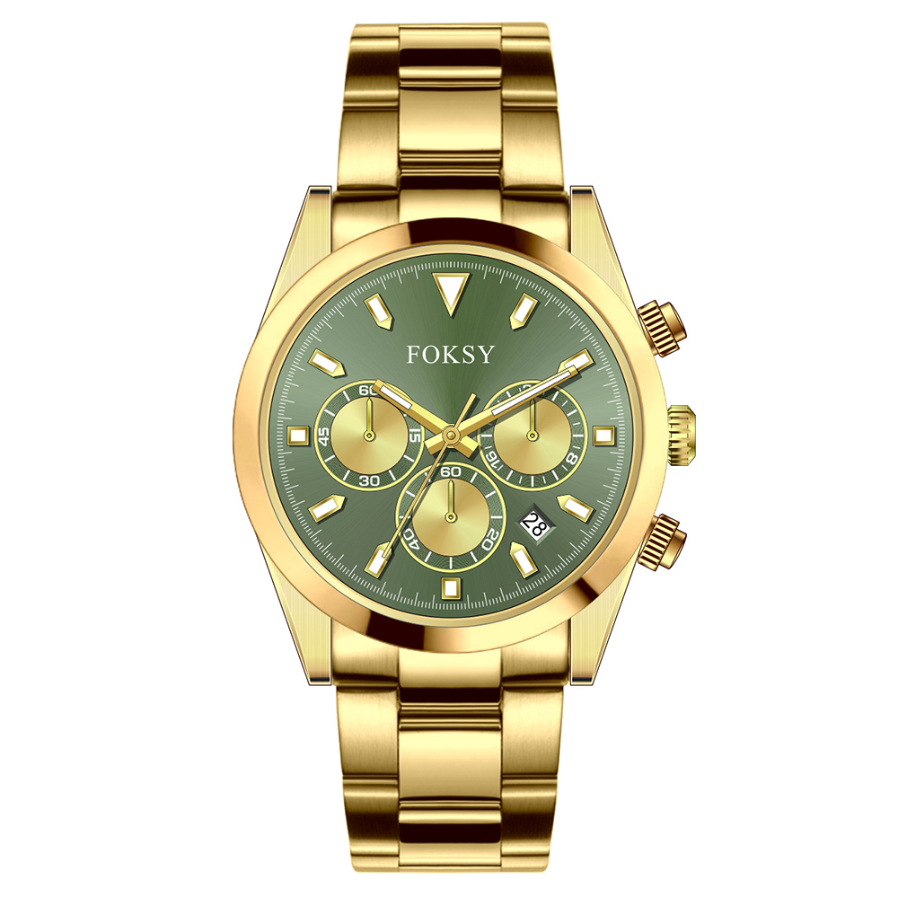 Cassa dorata+quadrante verde