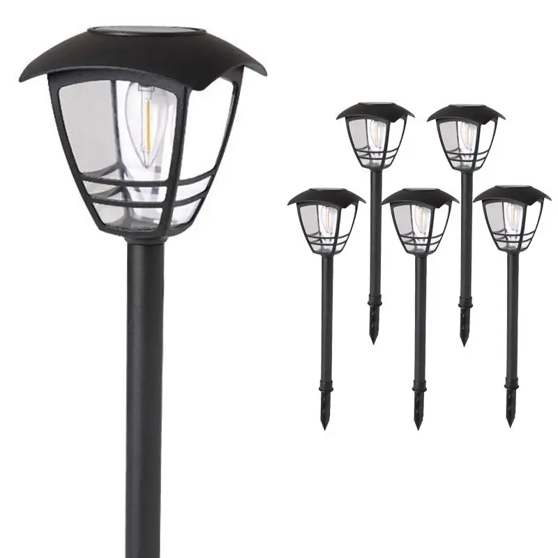 Noir fini ABS 10 lumens solaire LED Edison Filament ampoule chemin lumières extérieur solaire voie lumières pour paysage patio jardin