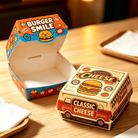 Boîtes à hamburgers personnalisées, boîte d'emballage en carton pour hamburgers de qualité alimentaire, conteneur imprimé pour restauration rapide