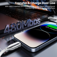 Câble USB-C vers USB-C Toocki à charge rapide, transparent, en alliage de zinc, PD 60W, avec puce intelligente, tressé en alliage de zinc, pour ordinateur portable