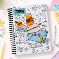 Diario Personal de Comunicación en Inglés con Cubierta de PP y Espiral Simple, con Diseño de Graffiti Cómico e Impresión a Color Personalizada para la Escuela