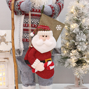 Medias navideñas de 19,7 pulgadas, bolsas de regalo decorativas de tela de lino de imitación para adornos de árboles de Navidad - Product Image 2