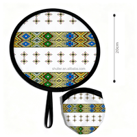 Éventail pliable rond personnalisé avec design Éthiopie et pochette