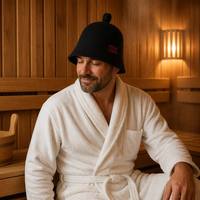 Chapeau de sauna en laine mérinos écologique, couleur et logo personnalisés, chapeau de sauna en feutre monobloc pour la protection de la tête dans les hammams et les bains de vapeur