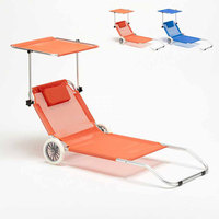 Chaise longue de plage pliable en fer, légère, confortable et portable, avec parasol et auvent pare-soleil, spécifications des dimensions