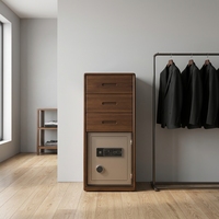 Coffre-fort intelligent en bois WeiChi WW016 avec serrure à empreinte digitale, 3 tiroirs et rangement multi-niveaux pour objets de valeur de chambre à coucher