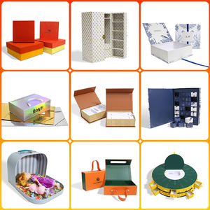 Caja de papel de regalo redonda turquesa con diseño estampado para almacenamiento y regalos - Product Image 4