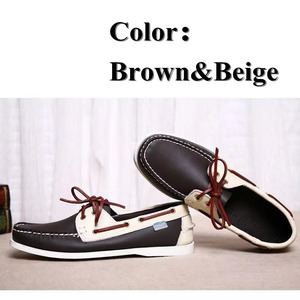 Chaussures bateau unisexes vintage à lacets, mocassins respirants en cuir véritable, chaussures de pont décontractées pour hommes et femmes - Product Image 5