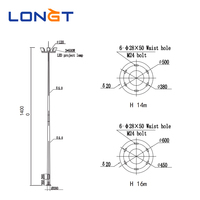 Poteau d'éclairage public électrique à double bras durable de la marque LONGT, en acier Q235 galvanisé à chaud, 15M-35M, décoratif pour jardin, garantie de 3 ans