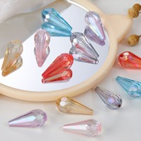 Perles acryliques facettées en forme de goutte d'eau, irisées AB, trou de 2 mm, 11x25 mm, pour vêtements, cheveux, bricolage, fournitures artisanales, vente en gros directe d'usine