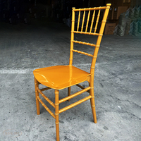 Chaise de banquet de mariage, chaise de salle à manger d'hôtel, chaise en bambou et plastique intégral, chaise Napoléon brillante en PP doré, chaise en plastique d'extérieur pour pelouse