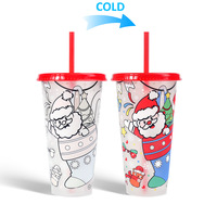 Nouveau Gobelet en Plastique Thermosensible 710 ml avec Paille, Matériau PP Mono-couche, Design Minimaliste Moderne