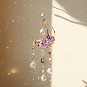 Suncatcher kristal ay güneş yakalayıcı rüya yakalayıcılar kristaller gökkuşağı yapımcısı şifa ametist güneş yakalayıcılar bahçe dekoru - Product Image 2