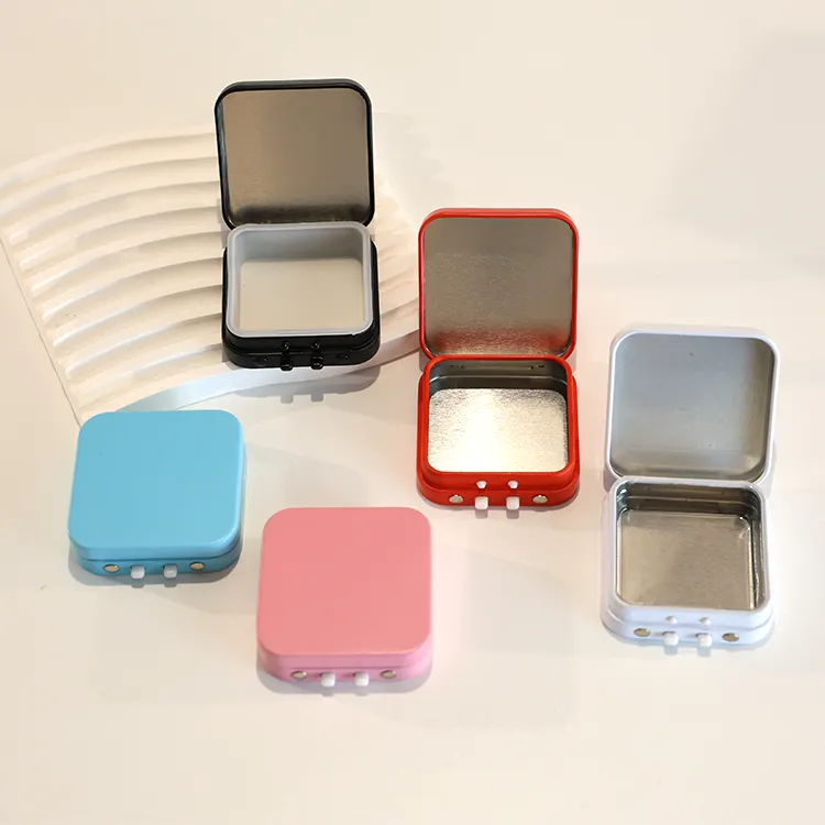 Metal Vazio Mini Tin Box Articled Portable Containers Pequeno Armazenamento Tinplate Push Organizador Candy Pill Cases