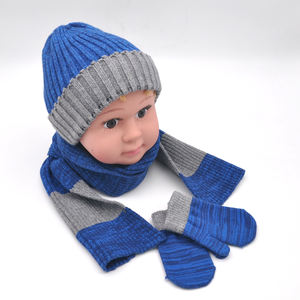 Logo personnalisé acrylique tricoté 1-3 ans bébé garçon enfants hiver chaud tricot thermique chapeaux écharpe mitaines <span class=keywords><strong>ensemble</strong></span> <span class=keywords><strong>bonnet</strong></span> écharpe gants <span class=keywords><strong>ensemble</strong></span> - Product Image 1
