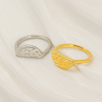 Bague double en acier inoxydable plaqué or véritable 18 carats, design minimaliste avec disque concave bicolore, pour femme
