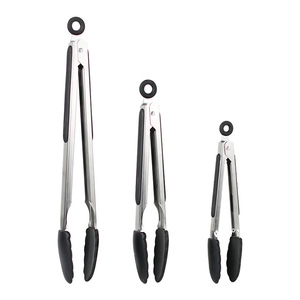 Gadget de cuisine, pinces de service de 7, 9, 12 pouces, pinces de cuisine pour aliments, pinces de cuisine en acier inoxydable avec embouts en <span class=keywords><strong>silicone</strong></span> - Product Image 1