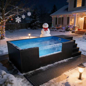 Piscine hors sol en WPC avec structure en acier, design personnalisable et cascade, équipée d'une pompe et d'un bâche pour piscine familiale - Product Image 3