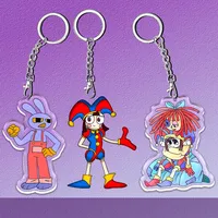 Porte-clés en acrylique 12 cm The Amazing Digital Circus, motif double face Pomni Jax Gangle, cadeau amusant pour enfants pour les fêtes