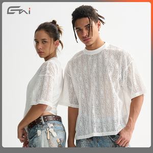 T-shirt à manches courtes ample pour homme, col rond côtelé, polyester/coton tricoté, uni, respirant, séchage rapide - Product Image 4