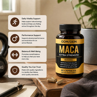 Capsules de Maca Haute Puissance, Poudre de Racine de Maca Noire, Rouge et Jaune, Complément pour l'Endurance Masculine, OEM ODM, Emballage Personnalisé, Vente en Gros