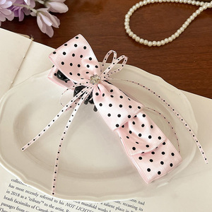 Pinzas <span class=keywords><strong>de</strong></span> <span class=keywords><strong>Pelo</strong></span> Elegantes <span class=keywords><strong>de</strong></span> Satén con Lazo <span class=keywords><strong>de</strong></span> Puntos Franceses, Personalizables con Logotipo, con Pedrería y Cinta, Grandes, para Mujeres y Niñas, Venta al Por Mayor - Product Image 3