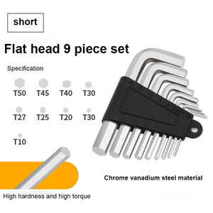 Ensemble d'outils à main à tête plate étoile métrique de qualité industrielle, 9 pièces, bras long, force aidant, clé Allen, clé hexagonale - Product Image 4
