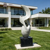 Sculpture abstraite en marbre naturel pour l'extérieur, art moderne, décoration de jardin, statue en pierre personnalisable pour hôtel, villa, parc, paysage