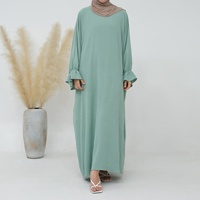 Robes pour femmes grandes tailles Loriya, en crêpe, manches longues, modestes, unies, Abaya fermée, vêtements et accessoires musulmans traditionnels turcs