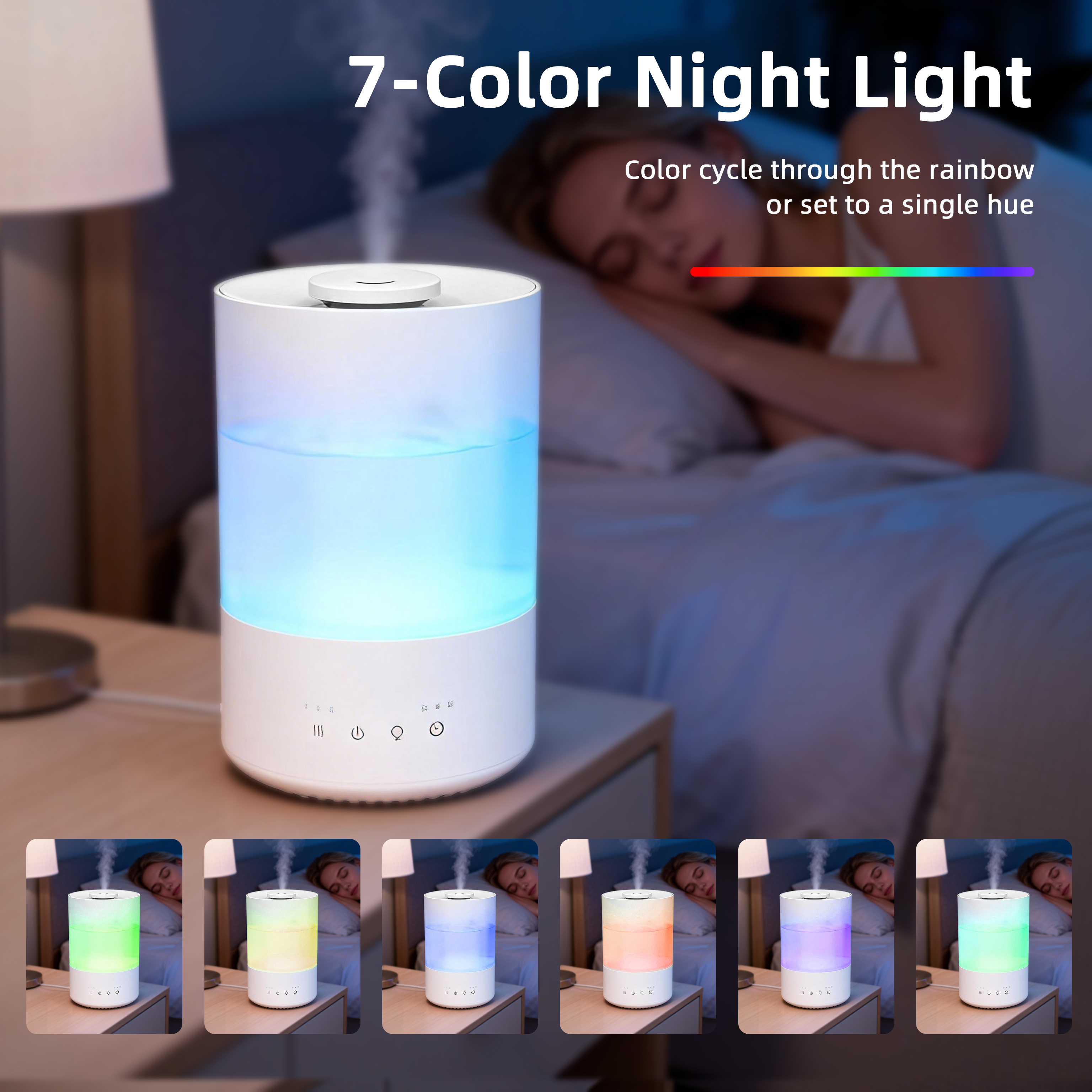 2026 New 3L 3.5L 4L Cool Mist Whole Home Big Ultrasonic air Smart Humidifier for Home Large Room With LED Colorful Night Light
