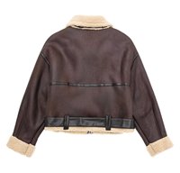 Veste Sherpa en cuir PU chamois en polaire berbère lavée personnalisée Vestes courtes pour femmes