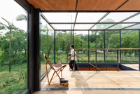 Maison mobile de style bois de 450 pieds carrés avec terrasse, appartement de luxe, décoration de luxe, hôtel