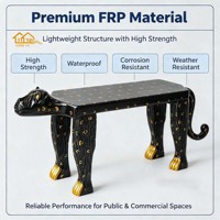 Banc Art Jaguar Noir et Or en Forme de Léopard en FRP, Sièges Décoratifs pour Hôtels, Villas, Salons, Espaces Commerciaux, OEM ODM