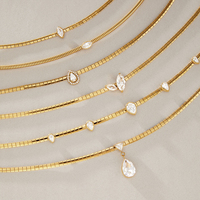 Collier personnalisé en acier inoxydable 316L, chaîne serpent Tubogas dorée multicouche, pendentif zircon, collier statement pour femmes