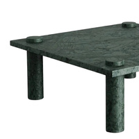 Table basse carrée moderne et minimaliste en marbre vert à quatre pieds, idéale pour la maison de rêve