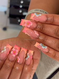 <span class=keywords><strong>Uñas</strong></span> Postizas 3D Hechas a Mano con Diseño <span class=keywords><strong>de</strong></span> Mariposa Cuadrada, Acrílicas Brillantes con Diseño <span class=keywords><strong>de</strong></span> Margarita, <span class=keywords><strong>Uñas</strong></span> Personalizadas para Salón <span class=keywords><strong>de</strong></span> Belleza - Product Image 4