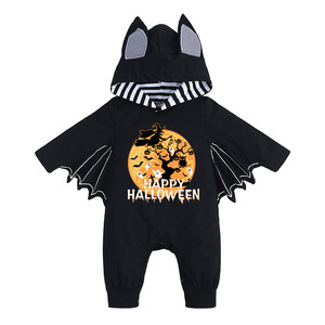Tutina per neonati di Halloween con ali da pipistrello, cappuccio e orecchie, body con stampa di zucca e scheletro per neonati e bambini piccoli - Product Image 4