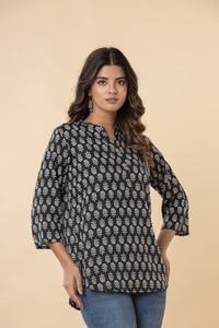 Floral Summer Cotton Short Kurti fit for college and office wear India wholesale manufacturer <b>kurtis</b> for women in India - Product Image 2