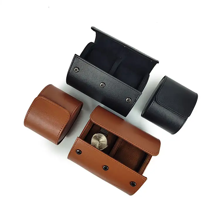 genuine leather watch roll travel case custom logo luxury watch roll of single slot 2