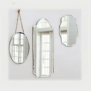 Modern <b>Silver</b> Style Factory Wholesale Explosion-Proof Tempered Frameless Round/Oval Bathroom <b>Mirror</b> 6mm Wood Beveled Polished - Product Image 2