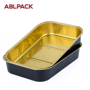 OEM Custom ized Aluminium folie Tisch Tablett Pfannen Zinn folie Medium Platten Einweg Fast Food Restaurant Takeout Container 3500ml