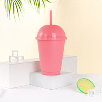 Nouveauté Crème glacée sans BPA personnalisée 16oz tasse d'eau froide en plastique coloré avec couvercle et paille